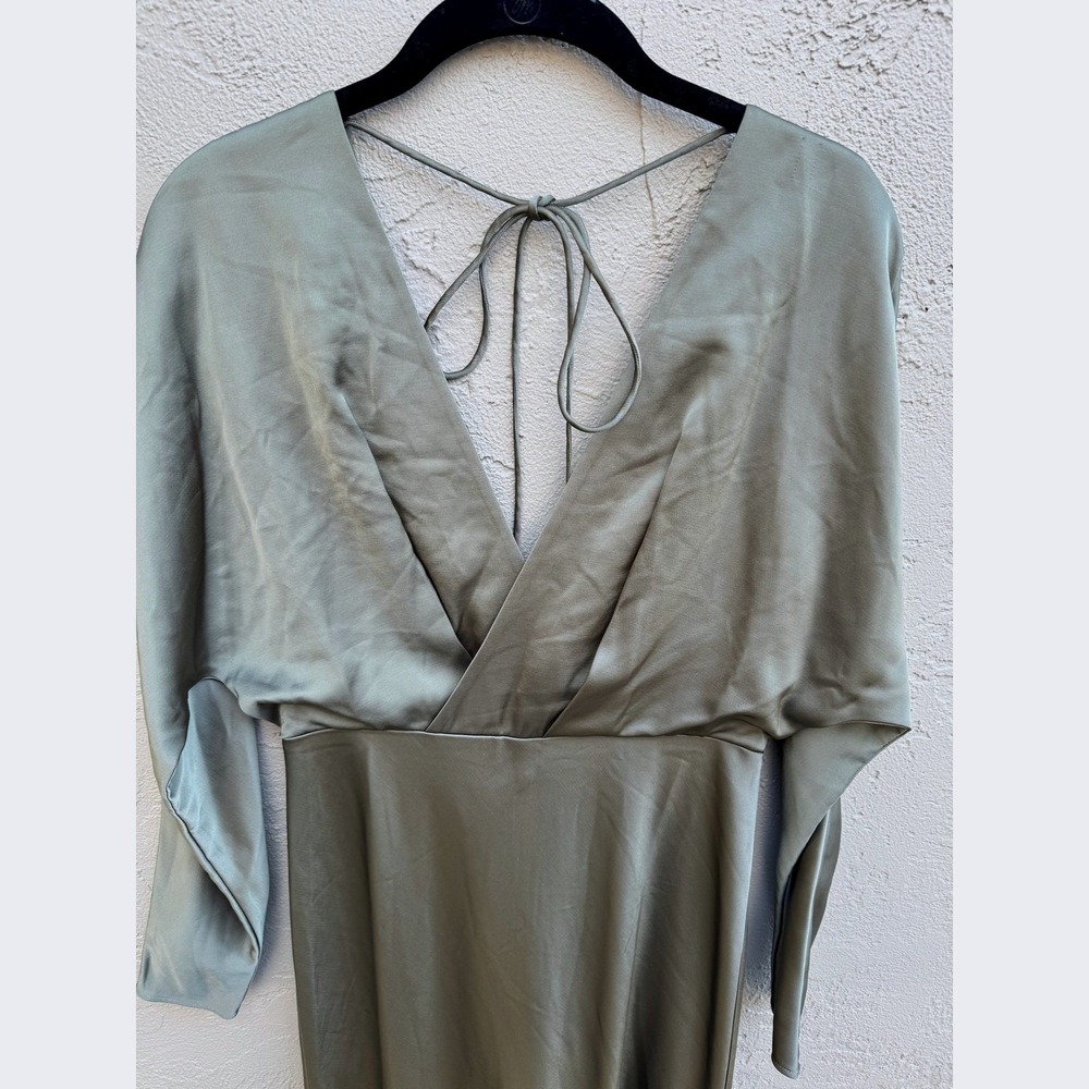 Significant Other NEW Women Sage Draped Deep VNeck Maxi Dress SZ 4 Wedding Glam - Picture 6 of 9